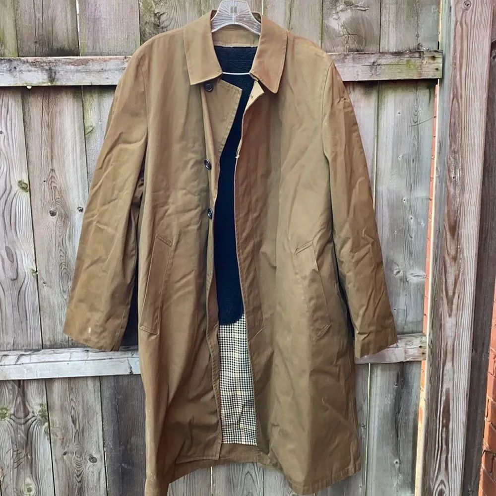 Vintage canvas fleece lined trench coat sz. M